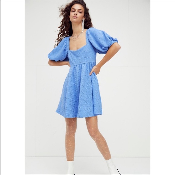 Free People Dresses & Skirts - NWT Free People Women’s Violet Textured Mini Dress in Dec Sky 🌌 💙🤍